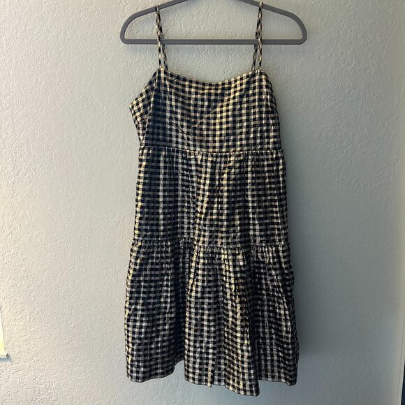 J Crew Black and Gold Gingham Party Dress - Size 8 - Picture 1 of 6